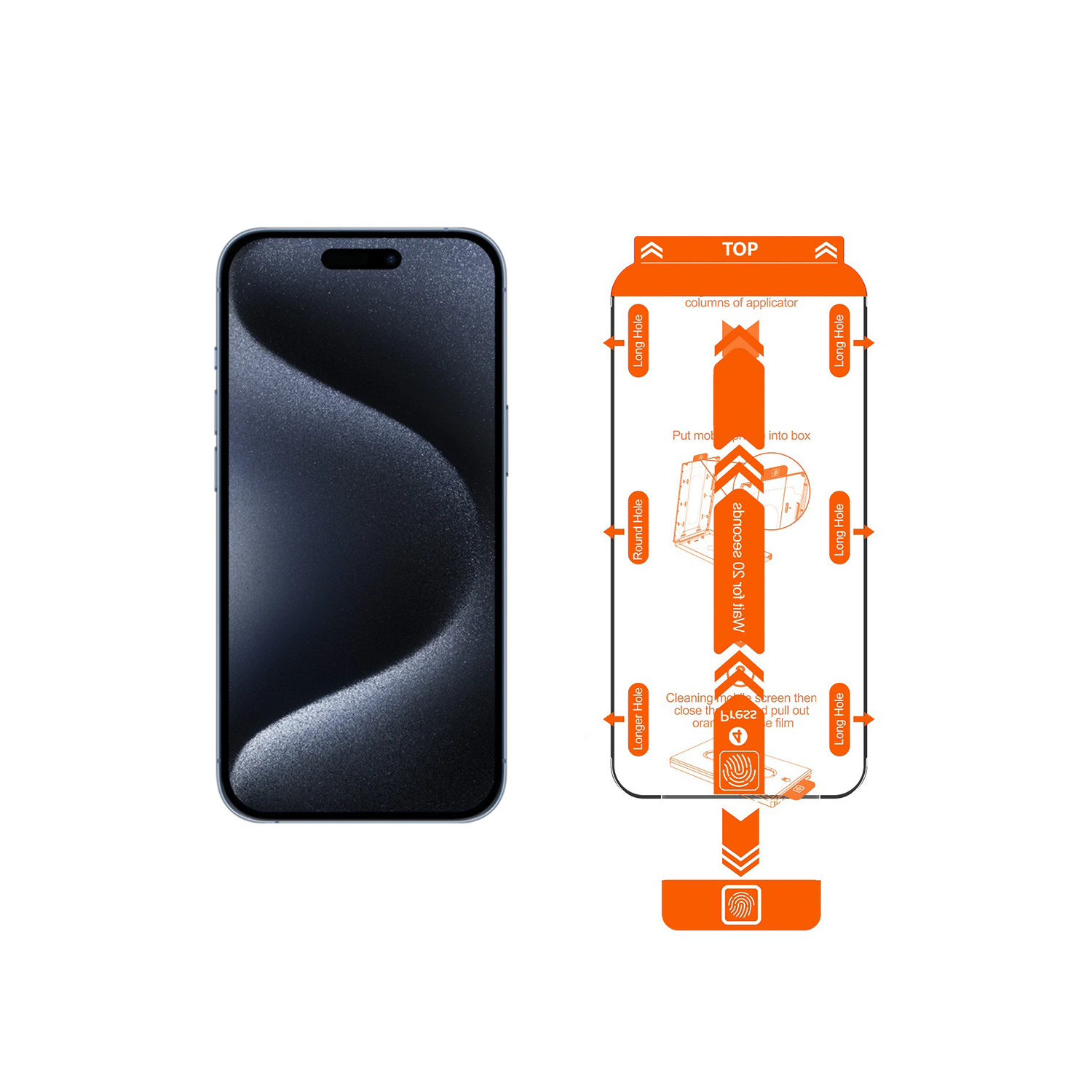 iOpraveno PRÉMIOVÉ ČIRÉ ochranné sklo se systémem jednoduchého lepení (bez aplikátoru).