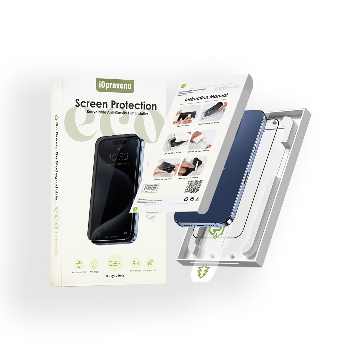 iOpraveno PRIVACY ECO friendly protective glass (with paper applicator)