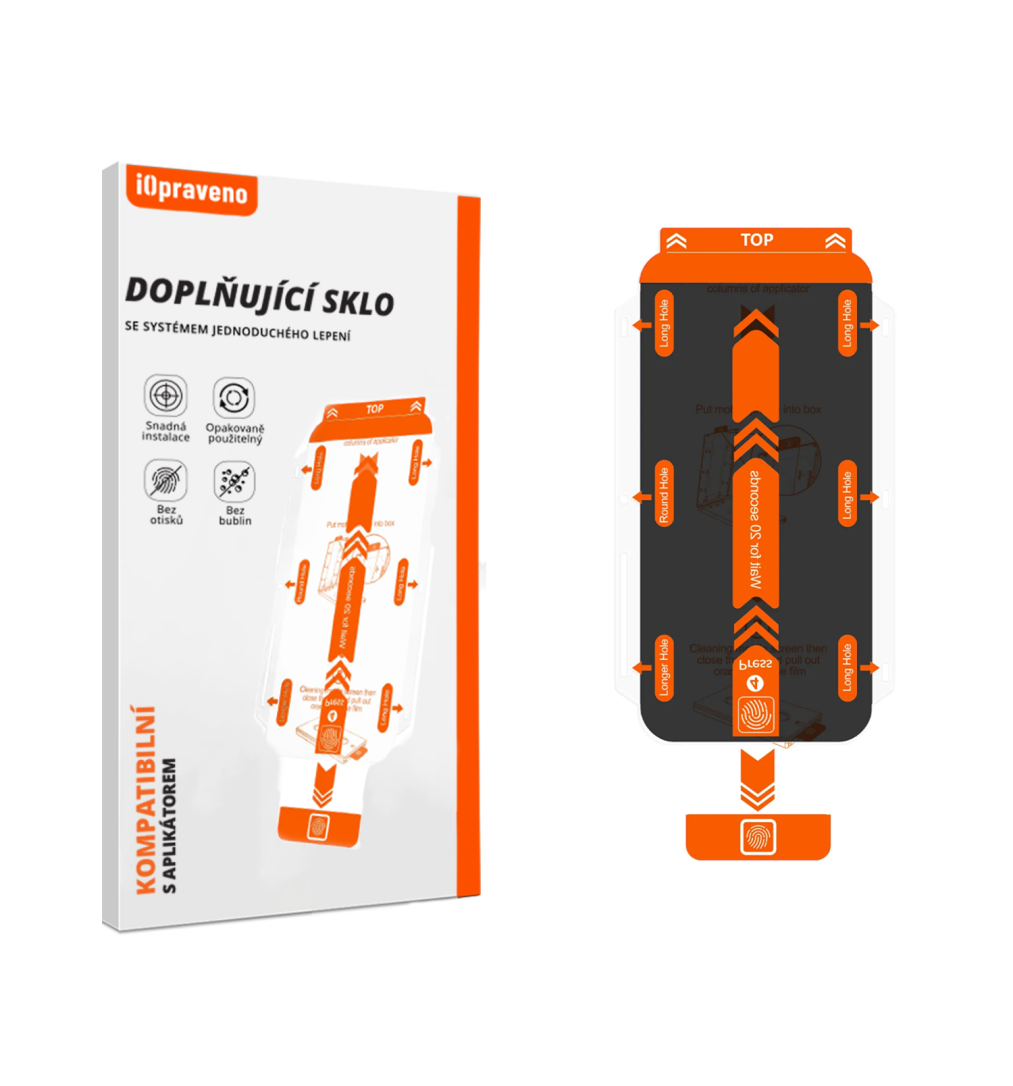 iOpraveno PRÉMIOVÉ PRIVACY ochranné sklo se systémem jednoduchého lepení (bez aplikátoru).