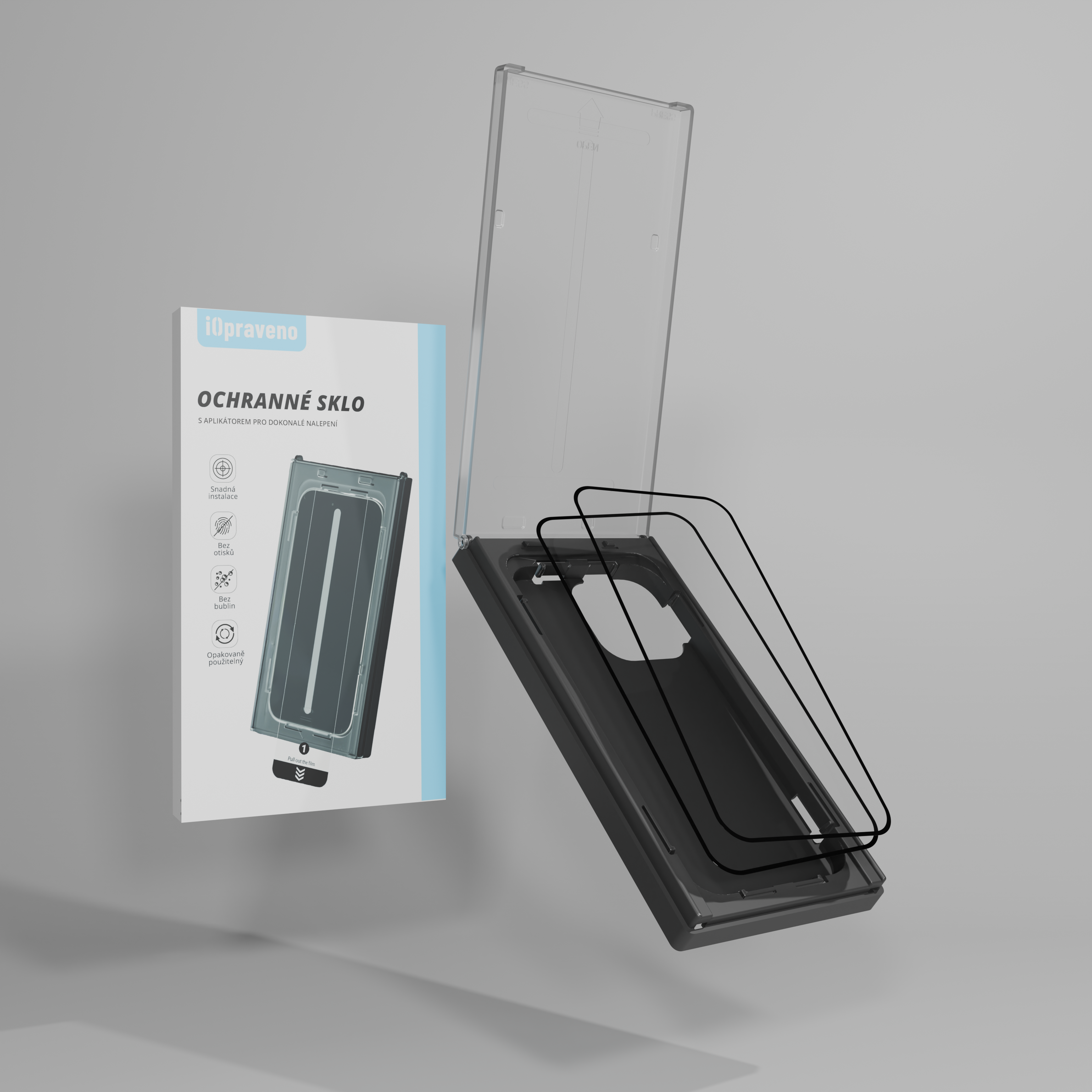 SnapFit PRO prémiové ochranné sklo s aplikátorem - jednoduché lepení (2 skla v balení)